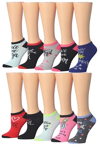 Image of Tipi Toe Women's 10 Pairs Lightweight Colorful Socks - Fun Low Cut Patterns for All-Day Comfort and Easy Everyday Style