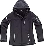 chaqueta workshell s8630  S-ROX WORKTEAM - Chaqueta Workshell de señora con Detalles Reflectantes. Cuello Alto y cubrecosturas Interior. Capucha Desmontable con cordón elás Mujer Negro M