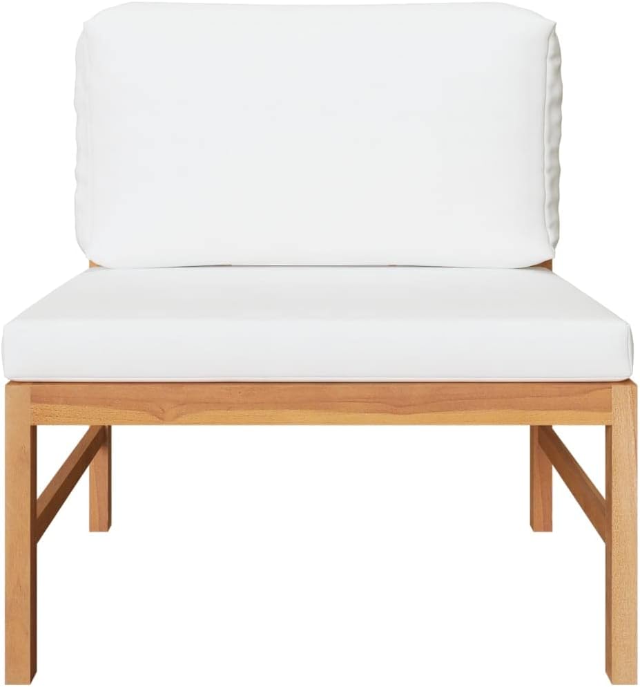 Outdoor Sofa Cream 26" Solid Teak Wood Patio Loveseat with Soft Cushions for Balcony Garden or Porch Seating Compact 2-Person Lounge Set Easy Assembly