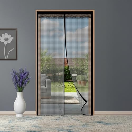 Image of The Furnishing Tree Strong Magnetic Mosquito Net Door Curtain | Automatic Self Closing | Designer Lace at the top with Breathable Fly Protection for Main Door, Balcony, Kitchen & Bedroom, 210x100 CM.