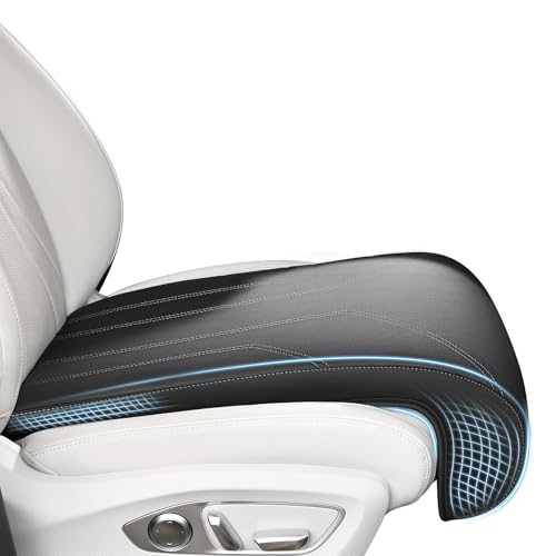 Image of FLORICH Car Seat Extender Leg Extender Support Cushion for Driver Seats Office Chair, Leather Carseat Leg Support for Long Drivers Universal Car Seat Cushion Legs Rest Pads-Black