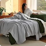 Bedsure 100% Certified Organic Cotton Blanket - King Size, Soft & Breathable Luxury Blankets for Bed, All Seasons Waffle & Herringbone PureWoven Textured Thermal Blanket for Adults, Kids, Grey