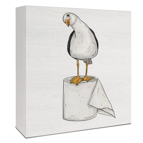 VIIJJUE Seagull Beach Bathroom Decor, Seagull Wooden Box Signs Coastal