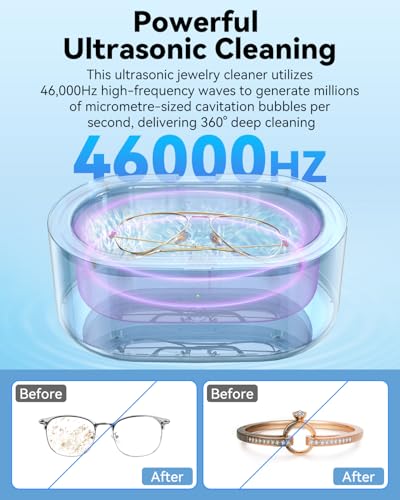 Image of JeaTone Jewelry Cleaner Machine 20oz Jewelry Cleaner for All Jewelry, Eyeglasses, Rings, Gold, Diamond, Retainer, Dentures (Gray)
