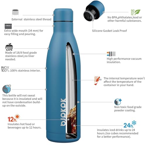 Image of BJPKPK 25 oz Insulated Stainless Steel Water Bottle, Metal Sports Flask