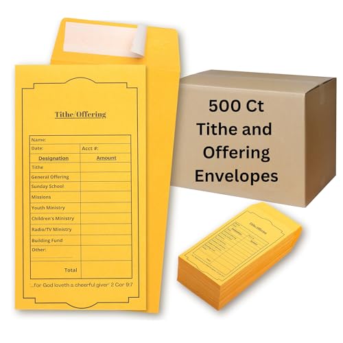 Christian Church Tithing Envelopes Self-Seal (500 Pack) - 6.5"x3.5" Offering