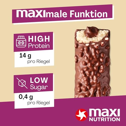 MaxiNutrition Creamy Core Bar Dark Chocolate Coconut, 12x45g Filled-Protein-Riegel, 32% Eiweißgehalt 14g je Riegel, low Sugar (1g), ohne Zuckerzusatz, ohne künstliche Aromen