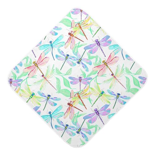 Msyxl Dragonfly Leaves Hooded Towel - Ultra Soft & Absorbent Muslin Cotton Bath Towel for Babies, Toddlers, Newborn - Boys & Girls Essential 35