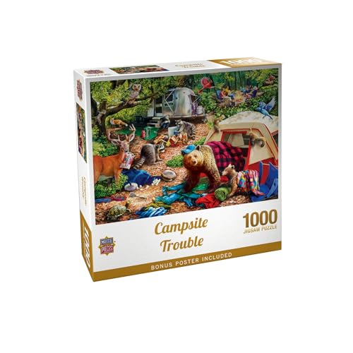 Image of Masterpieces 1000 Piece Jigsaw Puzzle for Adults and Families - Campsite Trouble - 19.25 inchx26.63 inch