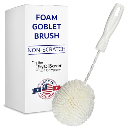 Foam Goblet Wine Glass Cleaner Brush - Foam Wine Glass Brush Cleaner - Non-Scratch & Soft Bristles for Wide Neck Glasses - Dishwasher Safe - For Home Hotel Restaurant Bar - by FryOilSaver Co. B232C