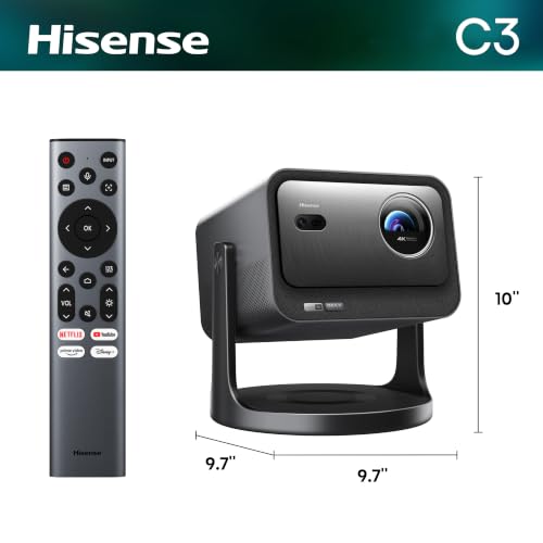 Image of Hisense C3 Triple Color RGB Smart Laser Projector, 2500 ANSI Lumens,65 inch-300 inch,4K UHD,IMAX ENHANCED,Dolby Vision,JBL Speaker,Optical Zoom,Intelligent Screen Adjustments,Smart Vidaa OS,Netflix Included