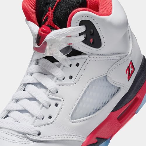 Air Jordan 5 Retro Fire Red Grade School Lifestyle Shoes (White/Fire Red/Black) - Image 6
