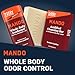Mando Whole Body Deodorant 2 Piece System - 2.6oz Smooth Solid Stick & 5.0oz 4in1 Acidified Cleansing Bar - Aluminum & Baking Soda Free Odor Control - Doctor Developed - 2 pc Bundle (Bourbon Leather)