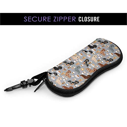 Cute Dachshund Sunglasses Soft Case With Carabiner For Women Eyeglass Glasses Case Soft With Belt Clip Ultra Light Portable Zipper #TOP3