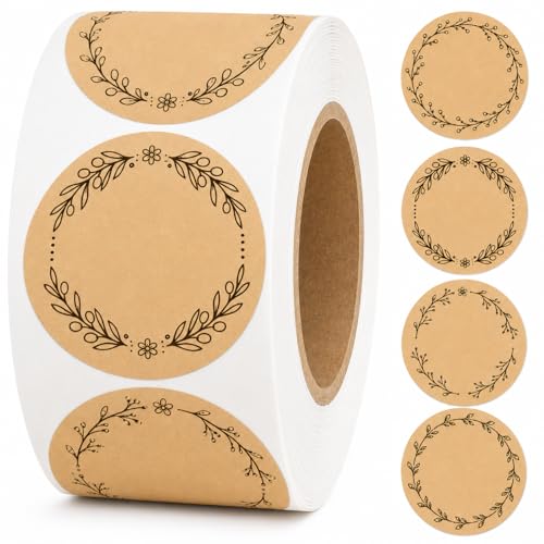 500 Kraft Canning Labels 2 Inch Round Sticker Labels, Blank Writable Labels for Jars, Mason Jar Labels, Food Labels, Bakery Stickers, Candle Labels, Soap Labels & Packaging