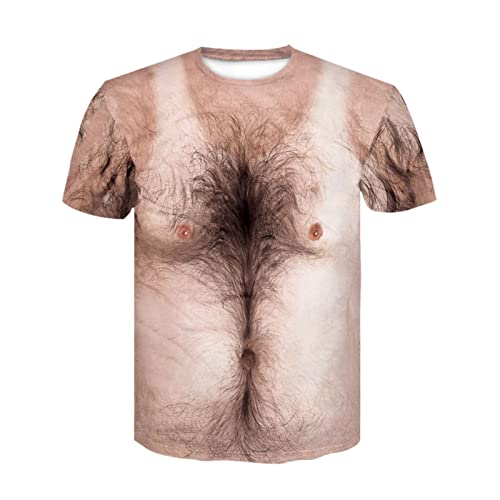 vsilay Divertida camiseta de manga corta para hombre, diseño de tatuajes musculares en 3D, informal, transpirable, para verano, ropa de calle, camiseta muscular para hombre, 2, XX-Large