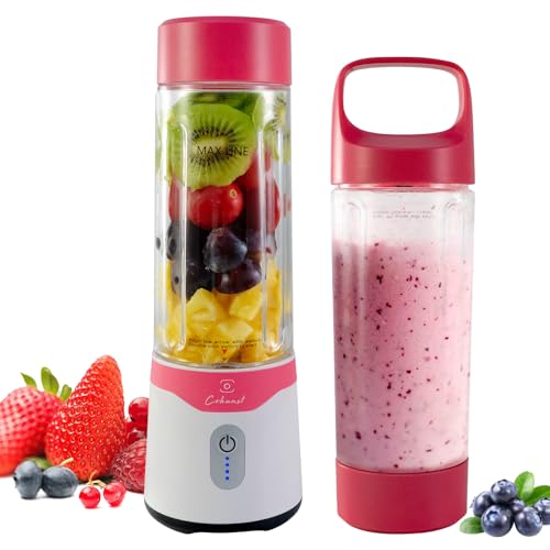 COKUNST Batidora Portátil para Smoothies y Batidos, 530ml Licuadora Portátil con 6 Cuchillas, Recargable Tipo-C, Batidora para Smoothies, Mini Licuadora Portatil con Tapa la Cocina de Viaje
