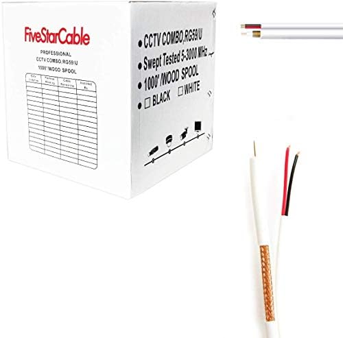 FiveStarCable UL Litsted RG59 Siamese 1000 ft. Coaxial CCTV Cable - Combo 20 AWG RG59 + 18/2 18AWG Power