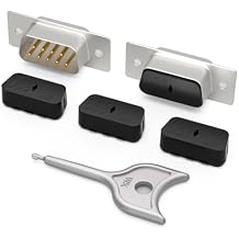 20Pcs DB9 Connector Lock with 1Keys,Serial Rs232 Vga Port Blocker, Db9 Blocker,for PC Graphics Card Interface Dust Male Plug Protective CoverBlack