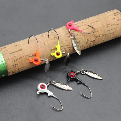 1/8 Oz 1/16 Oz Crappie Jig Heads, 25 Pcs Spinner Blade Underspin Jig Head Freshwater Fishing Lures Panfish Fishing Jigs Hooks For Bass Trout #TOP3