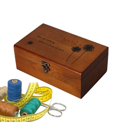 JPSDOWS Organisateur de boîtes à Coudre en Bois, Panier à Coudre en Bois | Boîte à Fils en Bois - Boîte en Bois avec Couvercle articulé, Accessoires de Couture pour Ranger Les Objets – vue 8