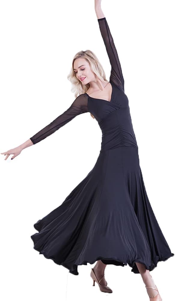 Womens Simple Ballroom Dresses Modern Foxtrot Practice Dance Wear Waltz Dancing Outfit Tango Salsa Dance Clothes