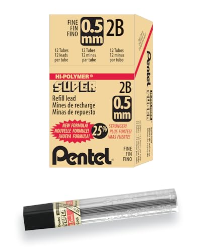 Mines Pentel Super Hi-Polymer 0.5mm 2B lot de 144 pièces pour porte-mine