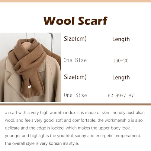 Fall Winter Solid Color Wool Scarf for Unisex Soft Knitted Warm Scarves Australian Wool all match Couple Scarf2