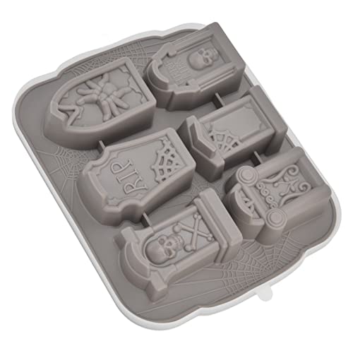 Molde para hielo 6 cavidades silicona gris Halloween miniatura 3