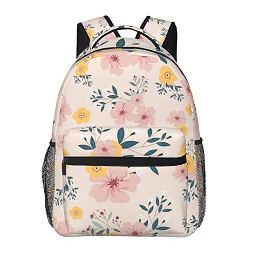 Sac à dos de voyage léger au motif floral pour ordinateur et affaires d'école