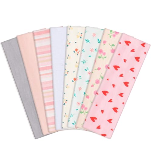 obeoby Pink Headbands for Women, Non Slip Stripe Cute Hairbands for Girls Valentines Day Outfit Cotton Sports Hair Bands for Women's Hair