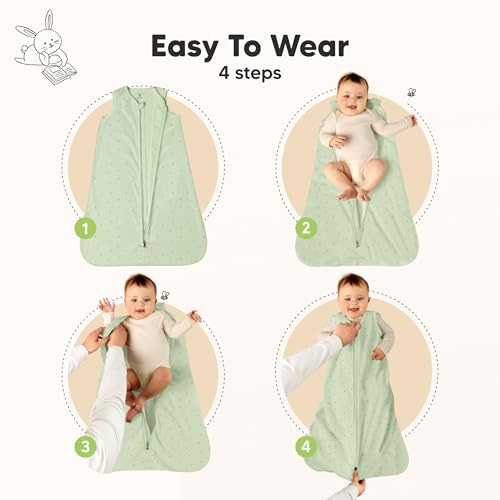 Image of 2-Pack Baby Sleep Sacks, Zipper Wearable Blanket - 100% Organic Cotton 0.5TOG, Soft Lightweight Toddler Sleeping Sack 12-24 months, Easy to Wear Newborn Swaddles Sleepsack (Bunnies, L)