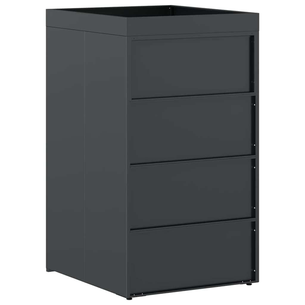 ACAGALA Copribidone per Spazzatura rifiuti 240L con Tetto a Fioriera, Antracite, Doppie Aperture e 2 Porte, Acciaio & HDPE Inox, Ventilato con Scarico, 65x73x113 cm