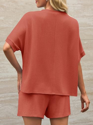 Image of Imily Bela Womens 2 Piece Outfits 2025 Oversized Summer Short Sets Casual Beach Ribbed Short Sleeve Matching Set