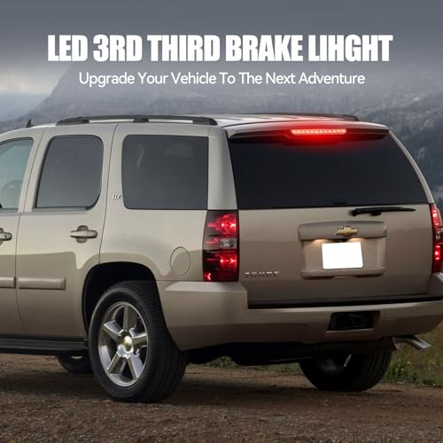 Image of Third 3rd Brake Light, LED High Mount Stop Light Replacement for 2000 2001 2002 2003 2004 2005 2006 Chevy Tahoe Suburban /GMC Yukon XL Denali, Rear Center Cab Roof Tail Lamp (Chrome)