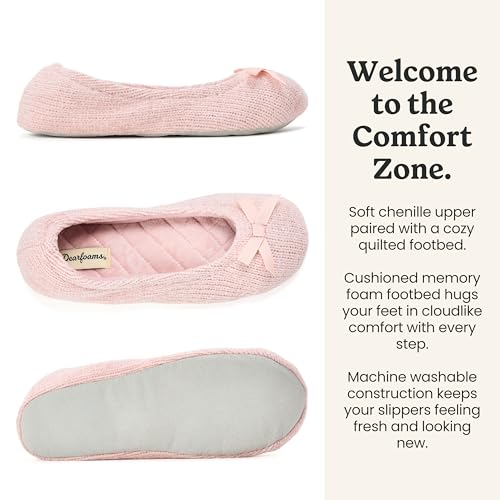 Image of Layla Ballerina Slippers, Memory Foam Lightweight Indoor House Shoes