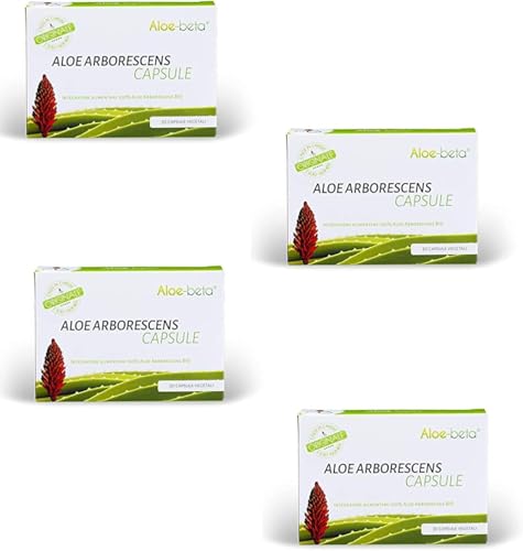 ALOEBETA Aloe Arborescens in Capsule Vegetali-Integratore Alimentare BIO, Stimola le Difese Immunitarie, Antiossidante, Depurativo-Senza Dolcificanti, Conservanti, 100% Vegan, Gluten Free, 300 Caps