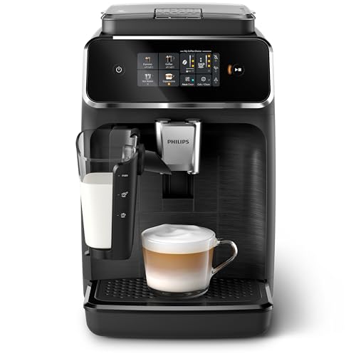 Philips Machine à Expresso Entièrement Automatique Séries 2300-4 Boissons, Écran tactile couleur moderne, LatteGo, SilentBrew, Broyeur 100% Céramique, Filtre AquaClean. Noir mat (EP2330/10)