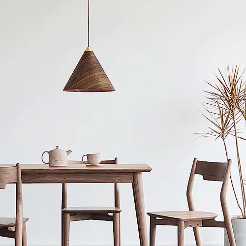 Luces colgantes de madera de nogal y lámparas de comedor con enchufe E27 para techo 3