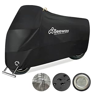 BEEWAY Motorbike Cover, 190T Waterproof Motorcycle Cover 240cm Long – Anti Dust Rain UV Indoor Outdoor Protection with…