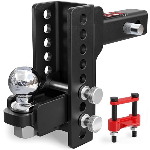 Image of TYT Adjustable Trailer Hitch for 2 inch Receiver, 6 inch Drop /Rise, 2 inch Tow Ball, 7,500 lbs GTW / 750 lbs TW, Includes Two Pins and One Anti-Theft Pin Lock