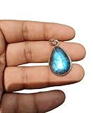 Labradorite Pendant For Women and Girls Natural Gemstone Pear Shape Stone 925 Sterling Silver Handmade Light Weight Simple Birthstone Pendant