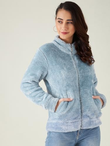Image of Modeve Women Solid Full Sleeve Fur Standard Length Jacket For Winter