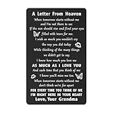 ENGZHI Sympathy Card Memorial Gifts Loss of Grandmother - A Letter from Grandma In Heaven - Grieving Condolence Wallet Card