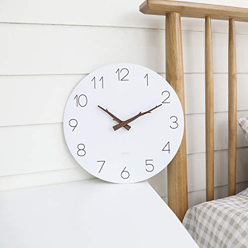 Image of mooas Flatwood Wall Clock (Twig),12 inch Non-Ticking Sweep Movement | Decorative Battery Operated Simple Modern Wall Clock for Home Living Room Kitchen Bedroom Office School