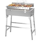 METRO PROFESSIONAL Holzkohlegrill Zondaro mit Rotisserie-Motor, 58 x 31 cm Grillfläche, Silber