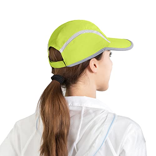 Connectyle Foldable Mesh Sun Cap Outdoor Sports Hat Breathable Sun Runner Cap With Reflective Trim Light Green #TOP2
