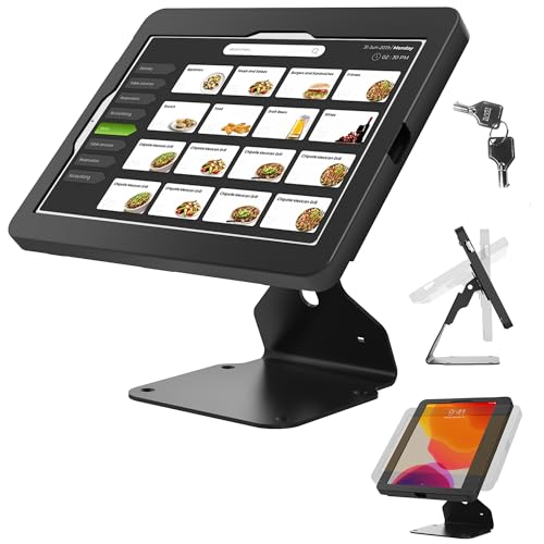 iPad POS Stand for Desk Heavy Metal Flip Lockable Rotate Swivel