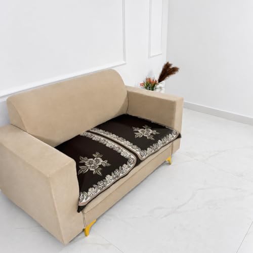 Image of Homerz Premium 'Luxe Series' Sofa Cover | Holland Velvet Fabric | Smooth Finish | Anti-Slip Fleece Backing Couch Protector (Royal, 2 Seater, Only Seat Cover)