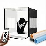 Pro 16'x16' Photo Studio Light Box 3-Side Light Panel/3-Temp/Dimmable 10%-100%/CRI95+ with 5 PVC Backdrops Portable Softbox for Jewelry, 336 True-Color LEDs Product Photography